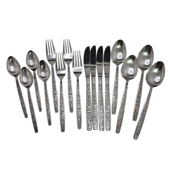 Imperial Stainless Japan 4-piece Flatware Set for 4 - IMI57 Vintage Floral - Picture 1 of 16